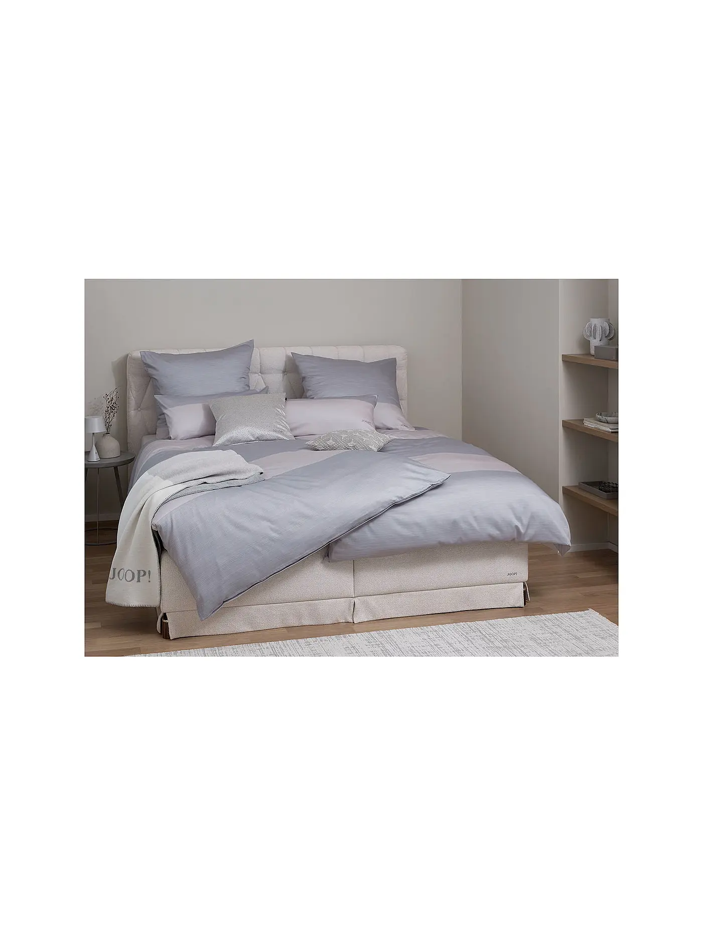 JOOP | Satin Bettwäsche SPLIT 70x90cm / 140x220cm Vanilla | hellgrau
